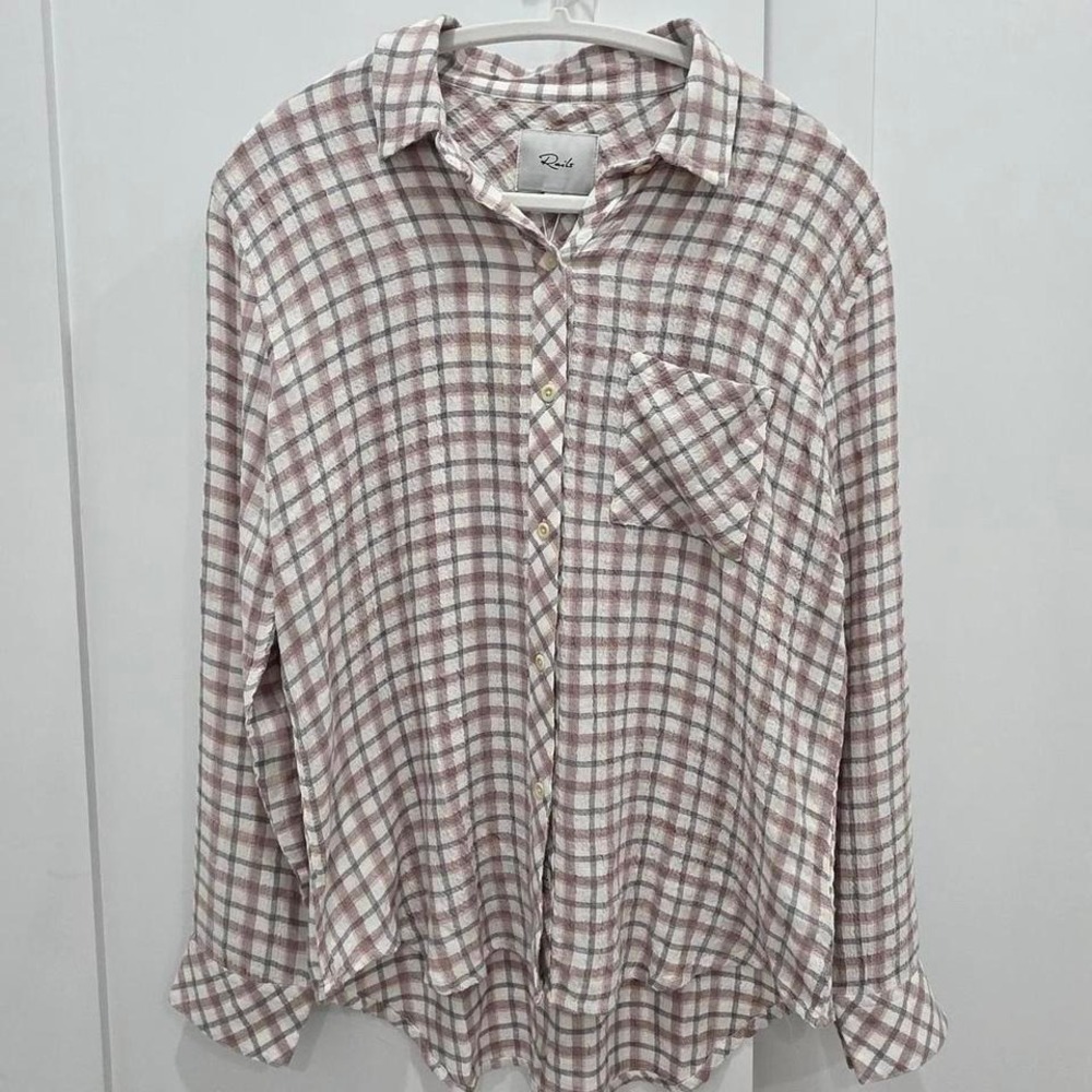 Rails Brady Plaid Button Down Shirt Powder Steel Blush 144-551-4791 Small